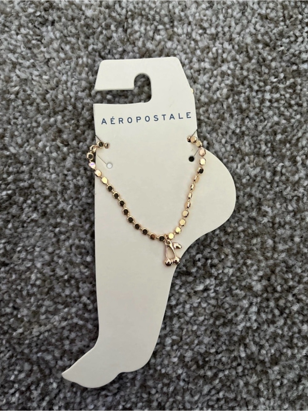 Aeropostale Rose Gold Disc Charm Anklet with Bow Accent